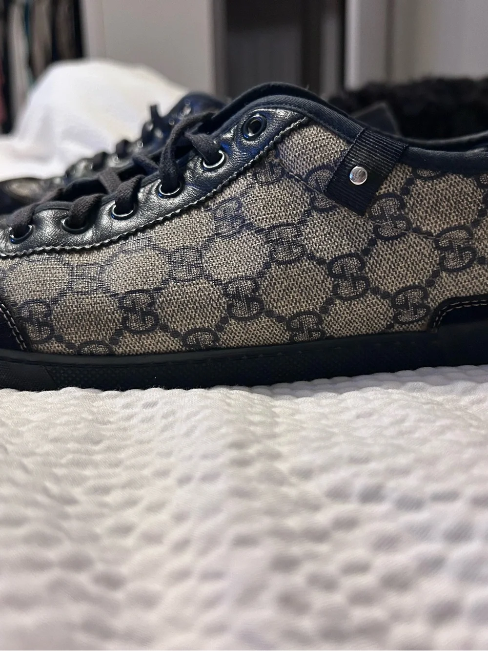 Gucci Men’s Black & Gray GG Canvas Low-Top Sneakers